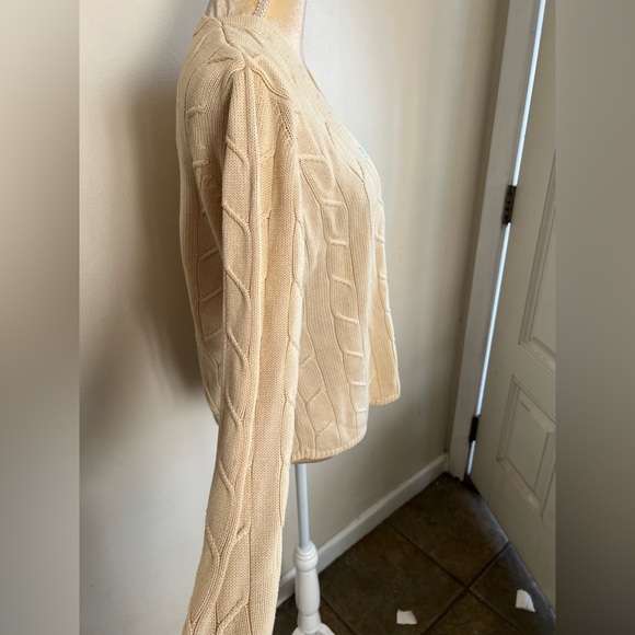 valerie stevens 100% silk cardigan knit sweater pearl beige color - Picture 5 of 8